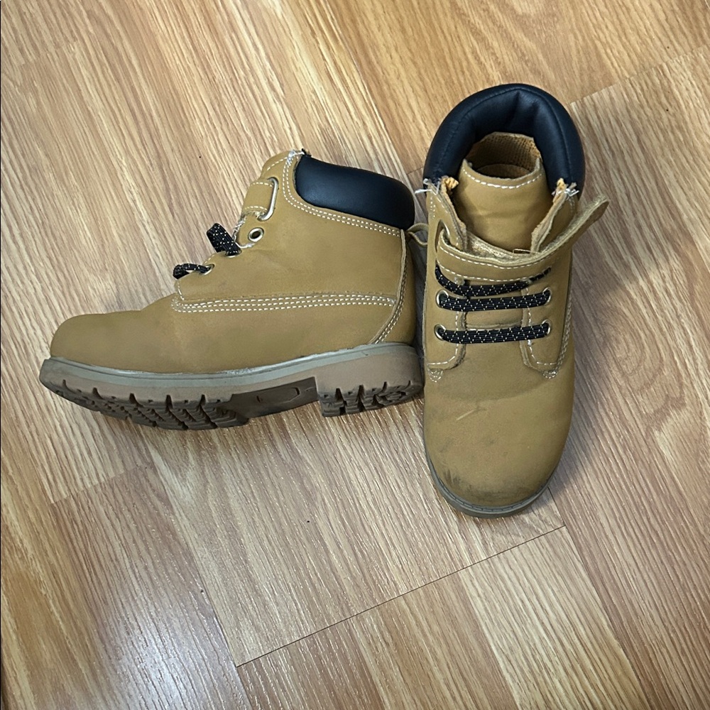 Classic Tan Kids Boots with Black Accents